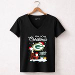 Snoopy and Charlie Brown Santa Green Bay Packers this is my Christmas 7 Womens V Neck