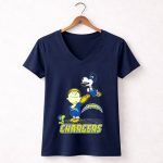 Snoopy and Friends Celebrate Los Angeles Chargers Fandom 5 Womens V Neck