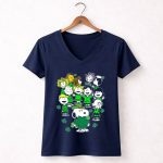 Snoopy and Friends Celebrating St Patricks Day with Shamrocks 5 Womens V Neck