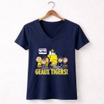 Snoopy and Friends Happiness Is LSU Geaux Tigers 5 Womens V Neck 1.jpg