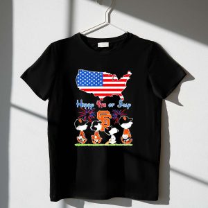 Snoopy And Friends Happy 4th Of July San Francisco Giants Map Usa Shirt