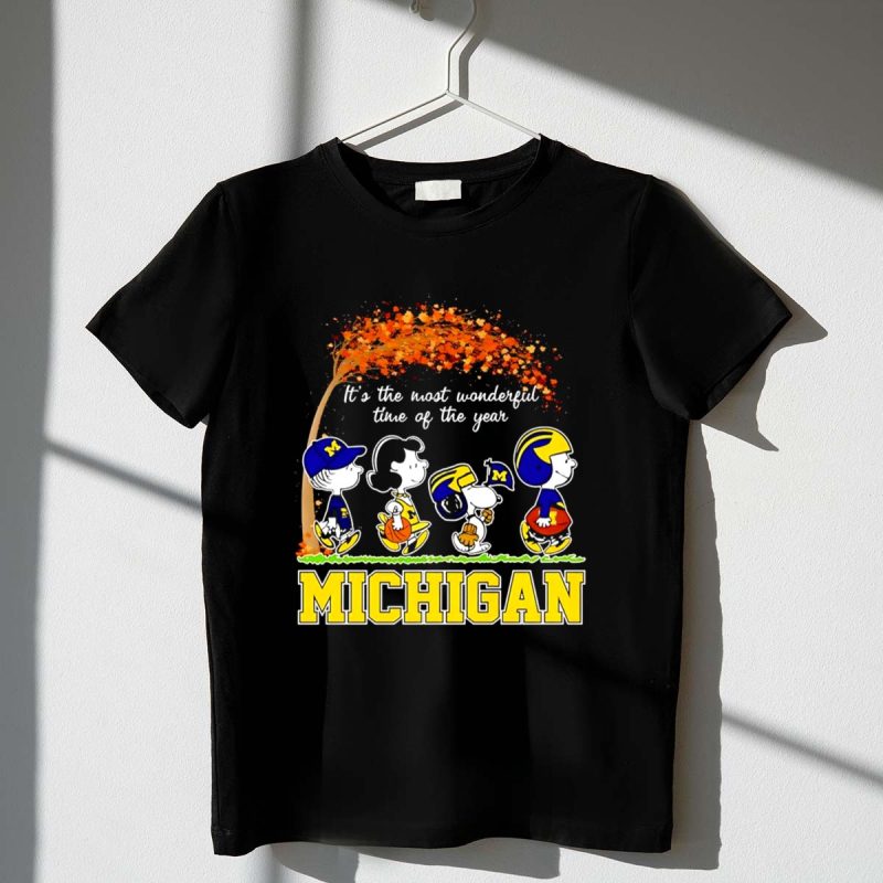 Snoopy And Friends Its The Most Wonderful Time Of The Year Michigan Wolverines 1 T Shirt.jpg