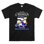 Snoopy and Friends never underestimate a woman who understands Seahawks T Shirt 6.jpg