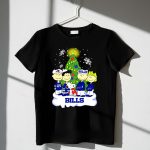 Snoopy and Peanuts Characters Celebrating with Buffalo Bills Christmas Tree 1 T Shirt 2.jpg