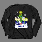 Snoopy and Peanuts Characters Celebrating with Buffalo Bills Christmas Tree 4 Long Sleeves 2.jpg