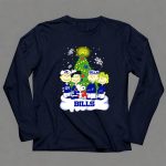 Snoopy and Peanuts Characters Celebrating with Buffalo Bills Christmas Tree 6 Long Sleeves.jpg