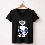 Snoopy and Seattle Mariners Logo with Baseball Bat and Mariners Haters Speech Bubble 7 Womens V Neck.jpg