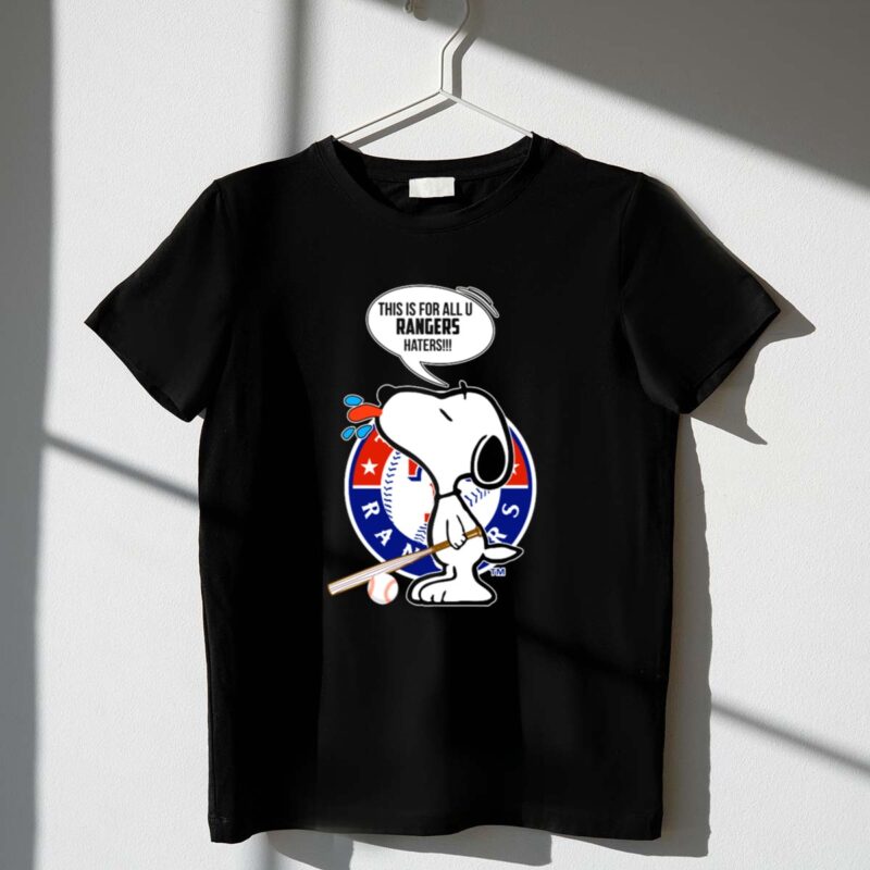 Snoopy And Texas Rangers Baseball Fans United Against Haters 1 T Shirt.jpg