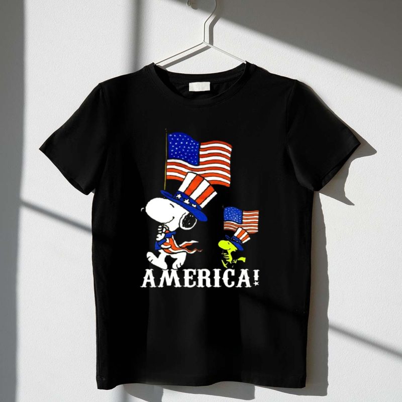 Snoopy And Woodstock America Flag Peanuts Movie 1 T Shirt