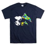 Snoopy and Woodstock Autism Awareness Puzzle Flags T Shirt 7