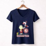 Snoopy and Woodstock Celebrate Alabama Crimson Tide Football 5 Womens V Neck