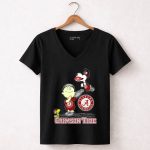 Snoopy and Woodstock Celebrate Alabama Crimson Tide Football 7 Womens V Neck