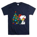 Snoopy and Woodstock Celebrating Christmas by the Tree T Shirt 7 1.jpg