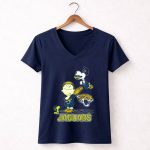 Snoopy and Woodstock Celebrating Jacksonville Jaguars with Lucy 5 Womens V Neck