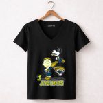 Snoopy and Woodstock Celebrating Jacksonville Jaguars with Lucy 7 Womens V Neck