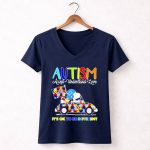 Snoopy and Woodstock Detroit Lions Autism its ok to be different 5 Womens V Neck