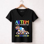 Snoopy and Woodstock Detroit Lions Autism its ok to be different 5 Womens V Neck1