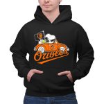 Snoopy and Woodstock Driving Baltimore Orioles Car with Flag 2 Hoodie