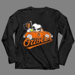 Snoopy and Woodstock Driving Baltimore Orioles Car with Flag 4 Long Sleeves