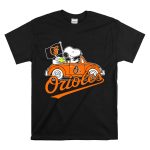 Snoopy and Woodstock Driving Baltimore Orioles Car with Flag T Shirt 6