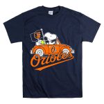 Snoopy and Woodstock Driving Baltimore Orioles Car with Flag T Shirt 7