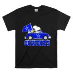 Snoopy and Woodstock Driving Car Cowboys Flag T Shirt 6