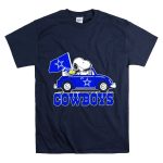 Snoopy and Woodstock Driving Car Cowboys Flag T Shirt 7