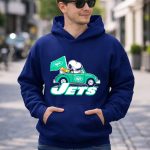 Snoopy and Woodstock Driving New York Jets Car with Flag 8 Hoodie