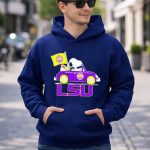 Snoopy and Woodstock Driving Purple LSU Car with Flag 8 Hoodie 1.jpg