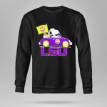 Snoopy and Woodstock Driving Purple LSU Car with Flag 9 Sweatshirt 1.jpg