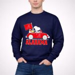 Snoopy and Woodstock Driving Red Car Alabama Crimson Tide Flag 3 Sweatshirt