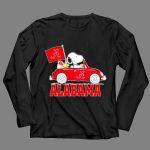Snoopy and Woodstock Driving Red Car Alabama Crimson Tide Flag 4 Long Sleeves