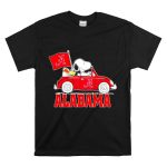 Snoopy and Woodstock Driving Red Car Alabama Crimson Tide Flag T Shirt 6