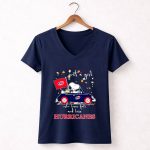 Snoopy and Woodstock Driving car just a girl who lover fall and love Carolina Hurricanes 5 Womens V Neck.jpg
