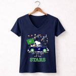 Snoopy and Woodstock Driving car just a girl who lover fall and love Dallas Stars 5 Womens V Neck.jpg