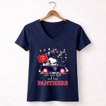 Snoopy and Woodstock Driving car just a girl who lover fall and love Florida Panthers 5 Womens V Neck.jpg
