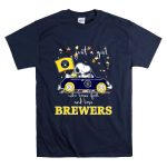 Snoopy and Woodstock Driving car just a girl who lover fall and love Milwaukee Brewers T Shirt 7.jpg