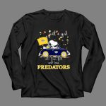 Snoopy and Woodstock Driving car just a girl who lover fall and love Nashville Predators 4 Long Sleeves.jpg