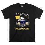 Snoopy and Woodstock Driving car just a girl who lover fall and love Nashville Predators T Shirt 6.jpg