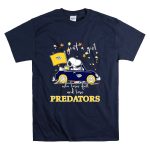 Snoopy and Woodstock Driving car just a girl who lover fall and love Nashville Predators T Shirt 7.jpg