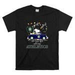 Snoopy and Woodstock Driving car just a girl who lover fall and love Oakland Athletics T Shirt 6.jpg