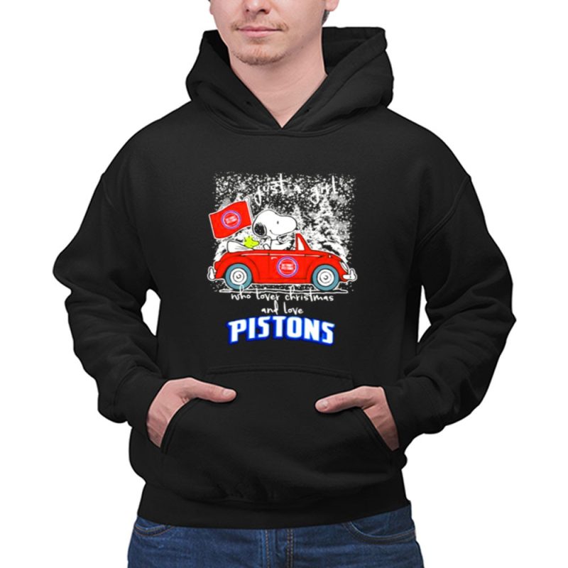Snoopy And Woodstock Just A Girl Who Loves Christmas And Detroit Pistons 2 Hoodie