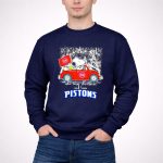 Snoopy and Woodstock Just a Girl Who Loves Christmas and Detroit Pistons 3 Sweatshirt
