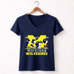 Snoopy and Woodstock Peanuts The One Where We Root For Michigan Wolverine 5 Womens V Neck.jpg
