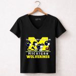 Snoopy and Woodstock Peanuts The One Where We Root For Michigan Wolverine 7 Womens V Neck.jpg