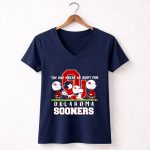 Snoopy and Woodstock Peanuts the one where we root for Oklahoma Sooners 5 Womens V Neck.jpg