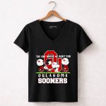 Snoopy and Woodstock Peanuts the one where we root for Oklahoma Sooners 7 Womens V Neck.jpg
