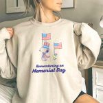 Snoopy and Woodstock Remembering on Memorial Day with American Flags 3 Sweatshirt