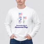 Snoopy and Woodstock Remembering on Memorial Day with American Flags 4 Long Sleeves