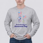 Snoopy and Woodstock Remembering on Memorial Day with American Flags 6 Long Sleeves